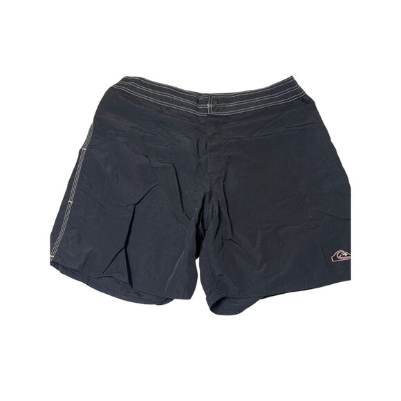 Vintage Quiksilver Black Nylon Board Shorts Swimsuit Bathing Suit Trunks Sz L - Picture 1 of 5